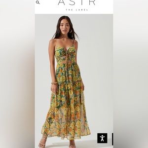 ASTR The Label Brandy Floral Cinched Cut Out Maxi Dress
